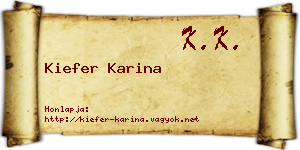 Kiefer Karina névjegykártya